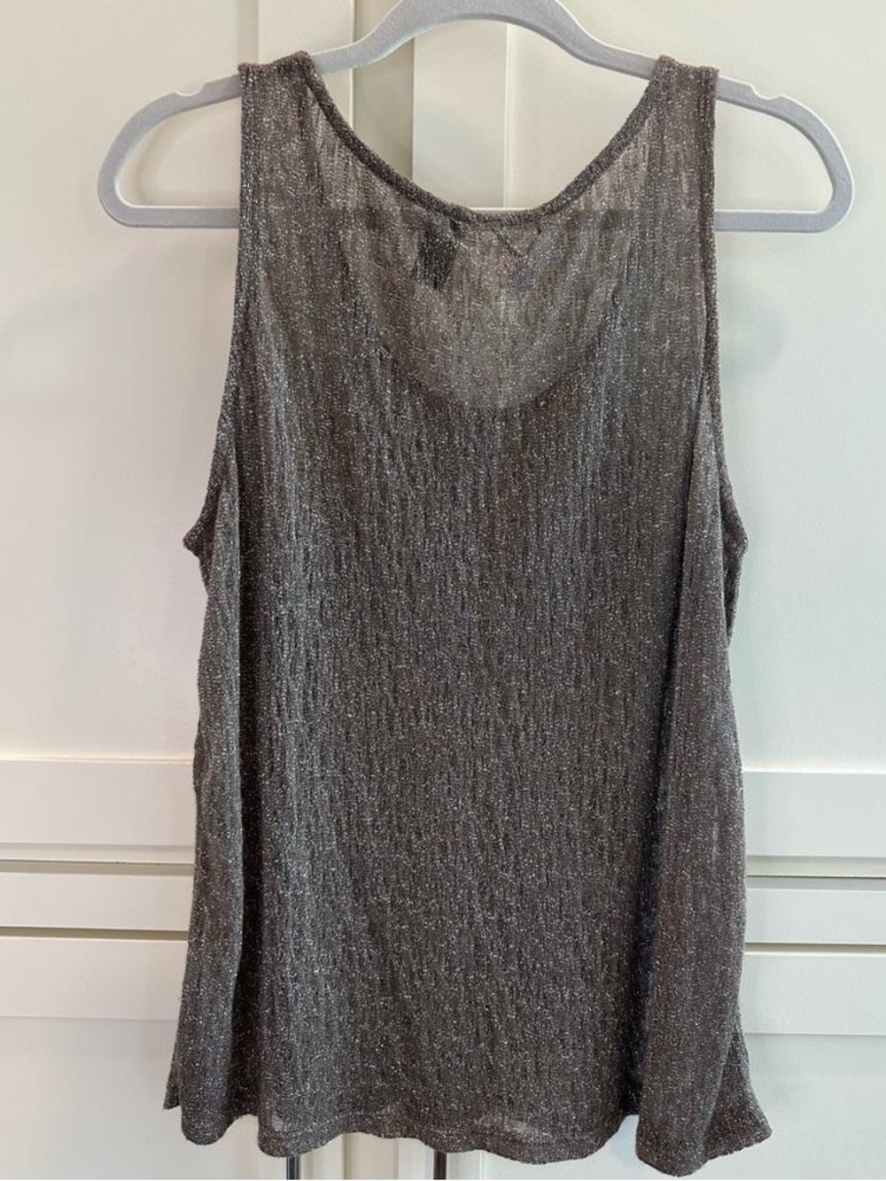 BKE Silver Metallic Sleeveless Tank Top